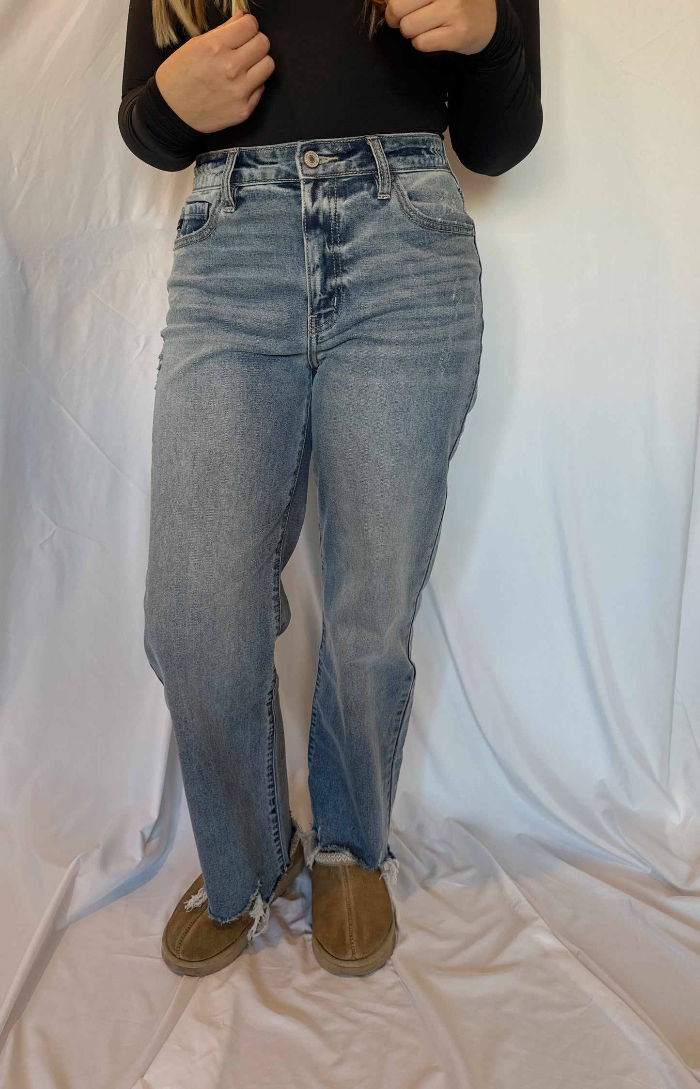 Kancan High Rise Slim Wide Leg Jeans