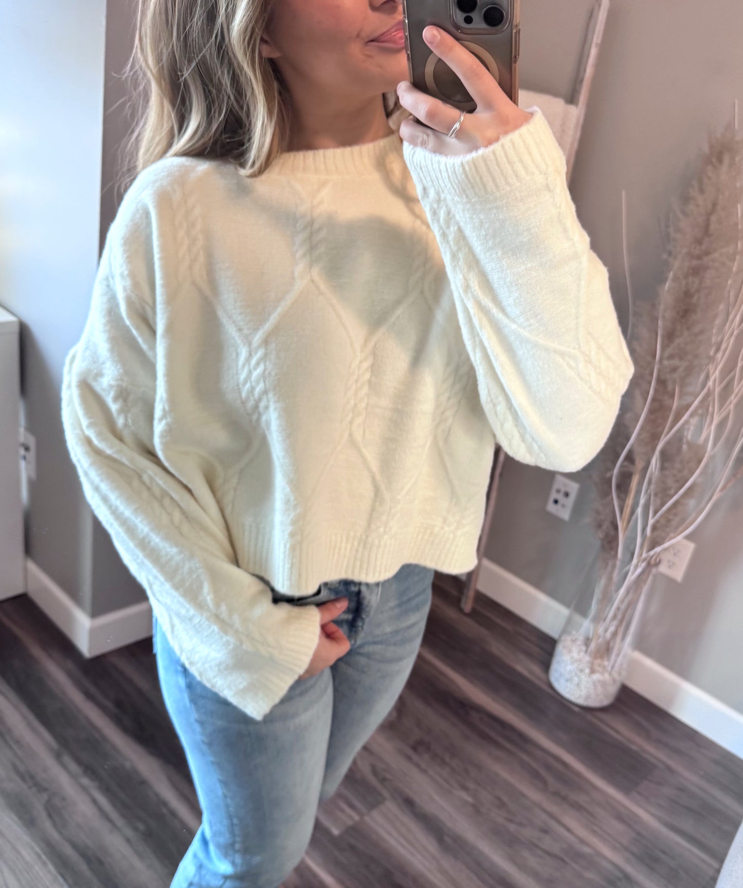 Daphne Diamond Cable Pattern Sweater