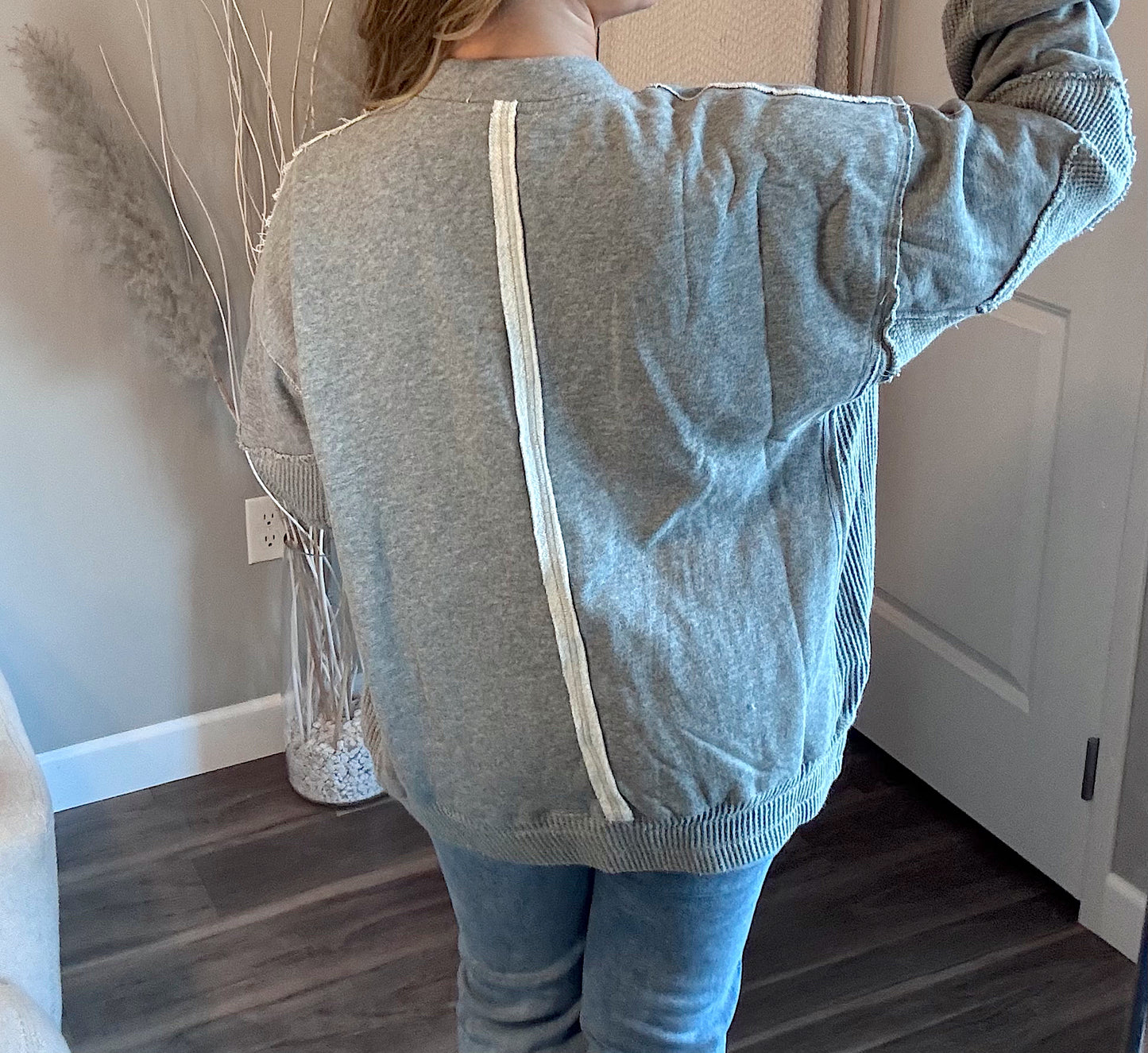 Mira Exposed Seam Zip Up Grey