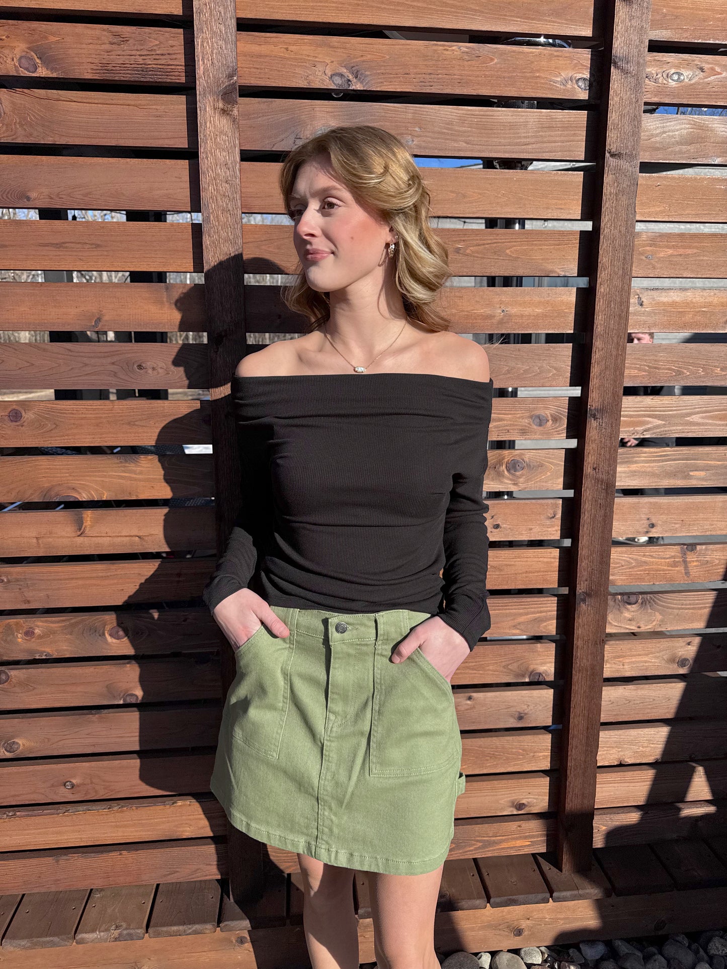 Cleo Off Shoulder Ribbed Knit Top