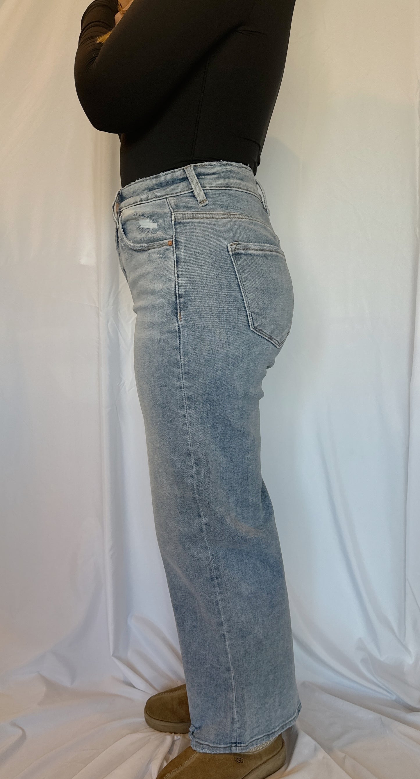 RISEN Full Size Tummy Control High Rise Crop Wide Leg Jeans