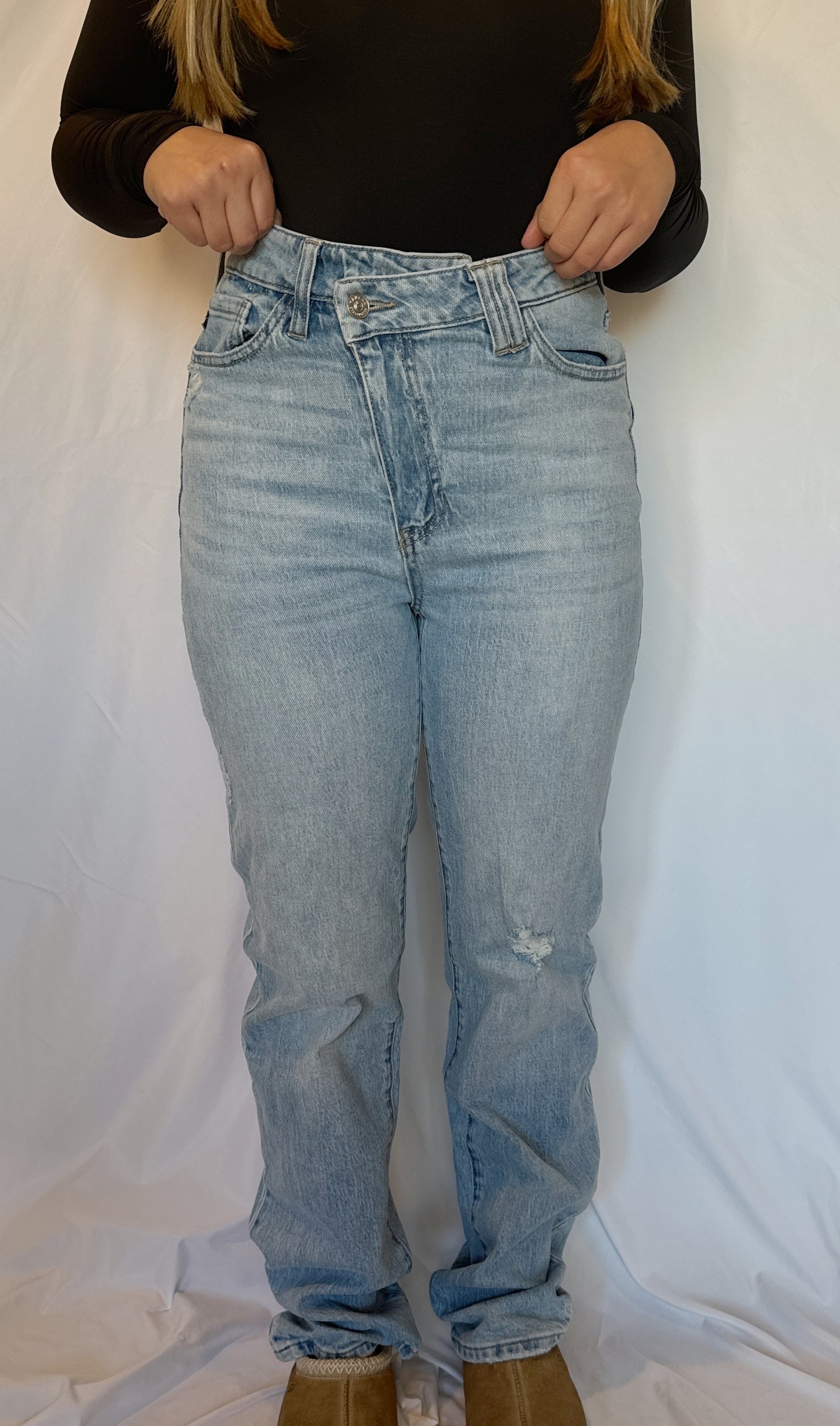 Kancan Distressed High Waist Straight Jeans