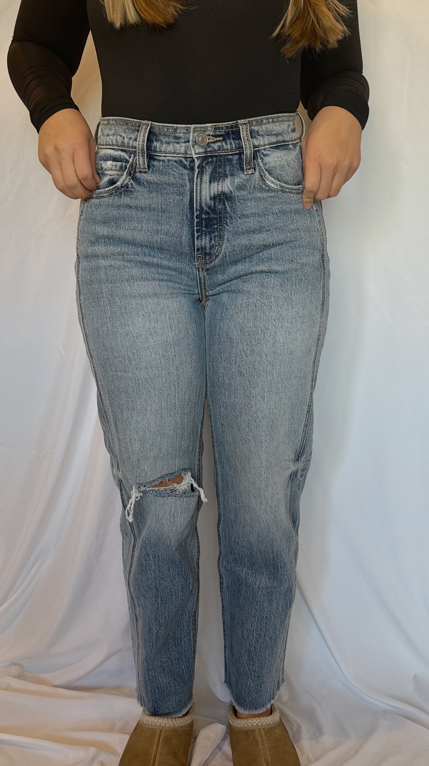 Kancan Ultra High Rise Distressed Straight Jeans