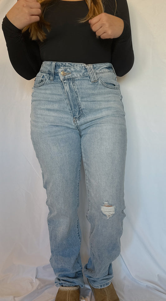 Kancan Distressed High Waist Straight Jeans